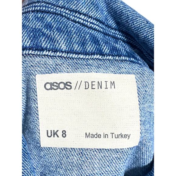 ASOS Design Tall Denim Mini Western Shirt Dress Womens 4 Puff Sleeves Cowgirl - Picture 6 of 7